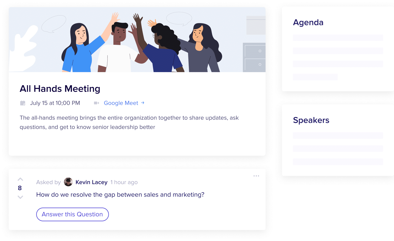 Use Cleary solutions to run transparent and inclusive meetings that connect and engage distributed teams. Improve the quality of your company's events.